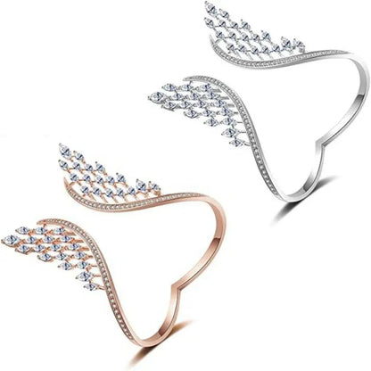 Fashion Bridal Open Bangle Bracelet Angel Wings Design for Women Accessories Zircon Drop Crystal Bracelet Wedding Jewelry