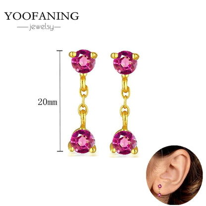 925 Sterling Silver Ear Needle Fashion Exquisite Hoop Earrings  Classic Rose Red Series Earrings for Women Patty Jewelry Gift
