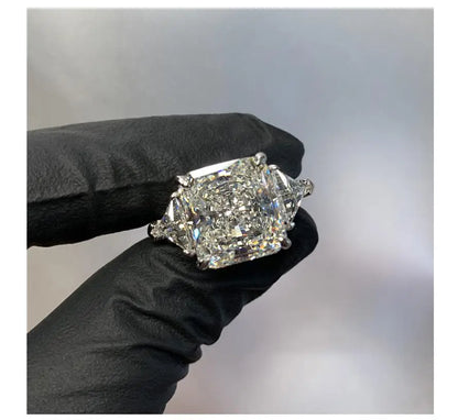 Ice white Zircon Open ring Female Princess square fashion ring jewelry