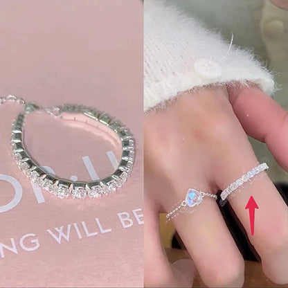 925 Sterling Silver Open Finger Ring Elegant Rose Pink Shining Dazzling Stackable For Women Jewelry Gift Dropship Wholesale