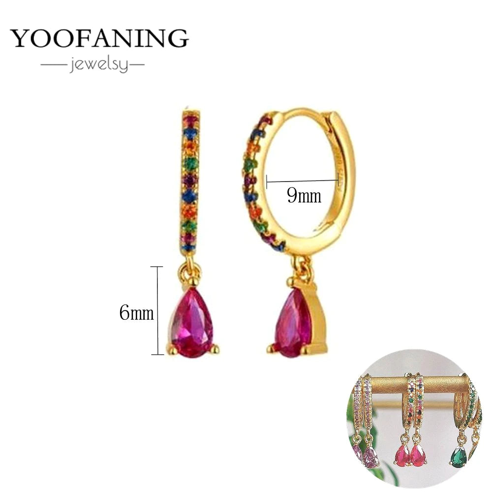 925 Sterling Silver Ear Needle Fashion Exquisite Hoop Earrings  Classic Rose Red Series Earrings for Women Patty Jewelry Gift