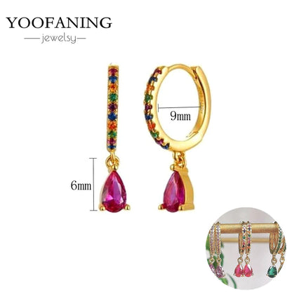 925 Sterling Silver Ear Needle Fashion Exquisite Hoop Earrings  Classic Rose Red Series Earrings for Women Patty Jewelry Gift