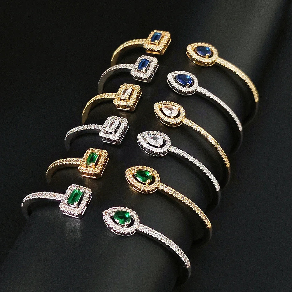 2025 Trendy Snake Punk Pear Shape Silver Color on Hand Adjustable Open Bangle for Women Anniversary Gift Jewelry Wholesale S5214