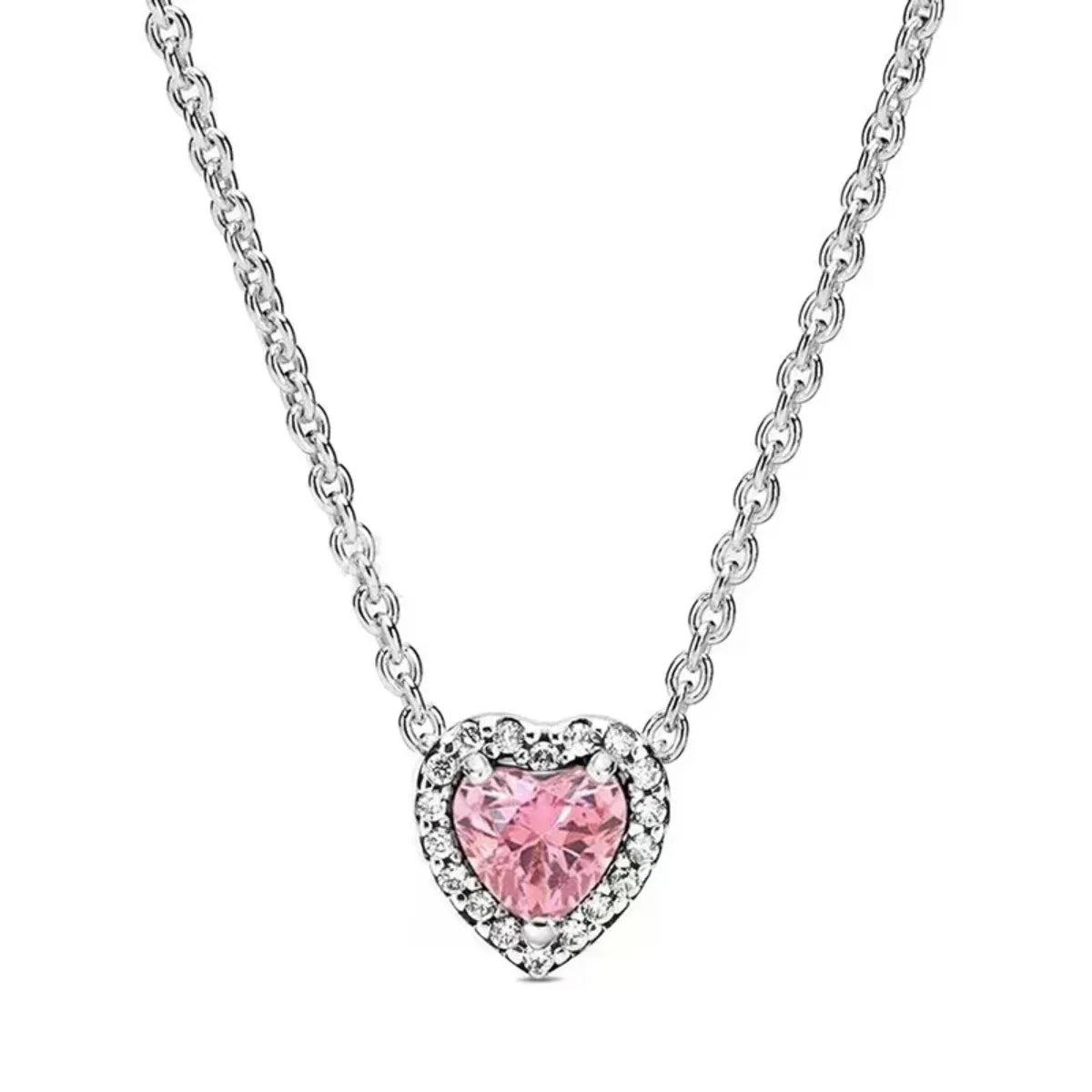 Colorful Heart Shaped Pendants Necklace Original 925 Sterling Silver Elevated Heart Necklace Lover's Holiday Fine Jewelry Gift