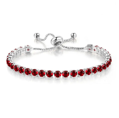 Adjustable Colorful Birthstone Tennis Bracelets for Women 4MM Crystal Bangle Girls Hand Chain Trend Jewelry Accessories H133