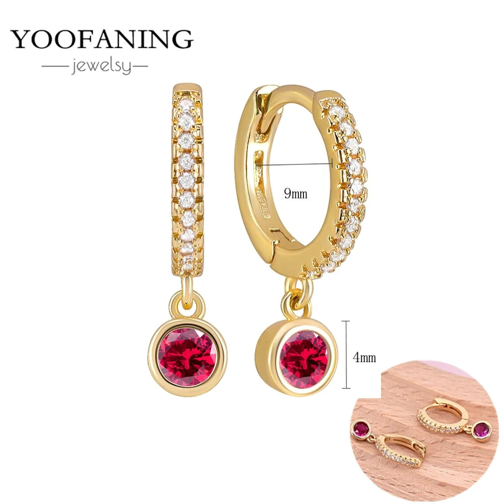 925 Sterling Silver Ear Needle Fashion Exquisite Hoop Earrings  Classic Rose Red Series Earrings for Women Patty Jewelry Gift