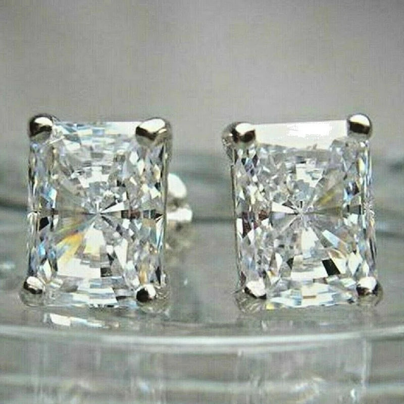 Huitan Chic Women's Drop Earrings Silver Color With Big CZ Stone Gorgeous Female Party Jewelry Anniversary Gift Earring for Girl