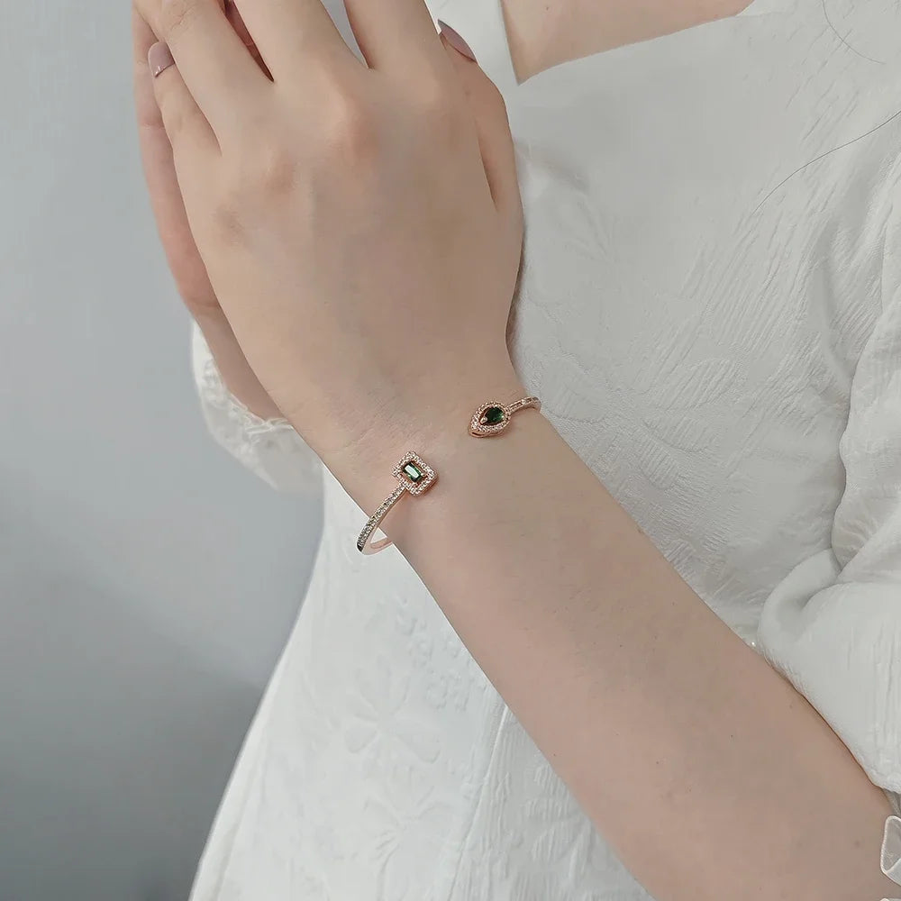 2025 Trendy Snake Punk Pear Shape Silver Color on Hand Adjustable Open Bangle for Women Anniversary Gift Jewelry Wholesale S5214
