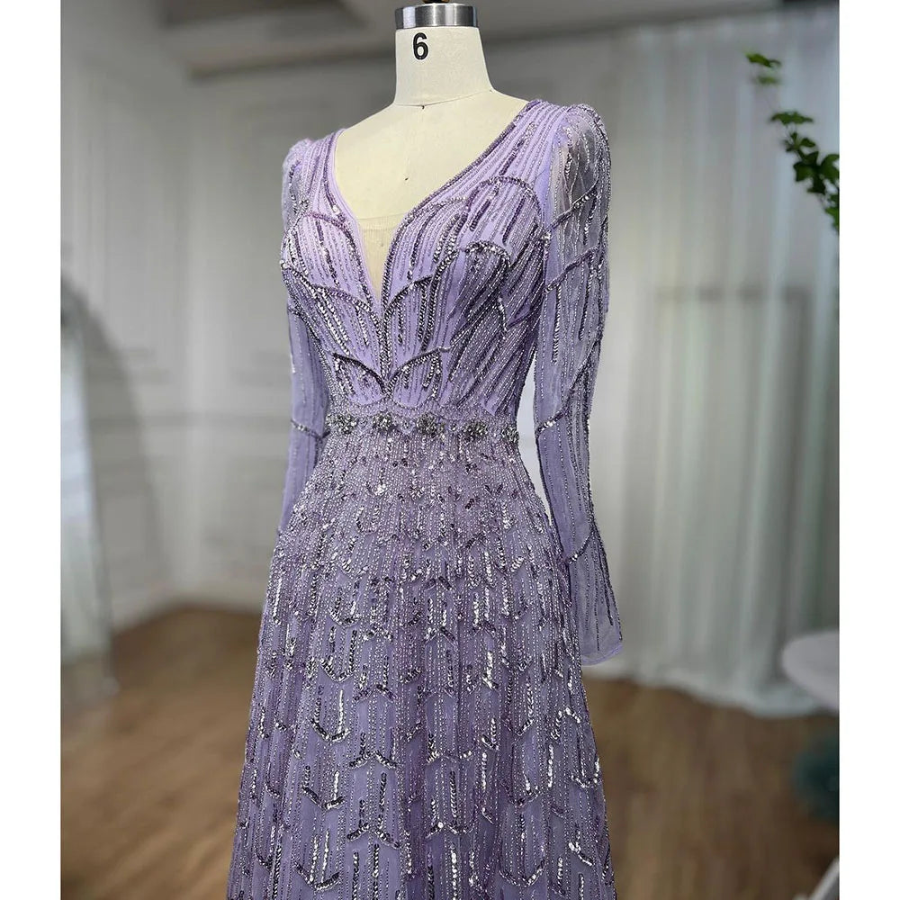 Serene Hill Muslim Designer  Caramel A Line Elegant Beaded Evening Dresses Gowns For Party 2025 LA71940 Customized