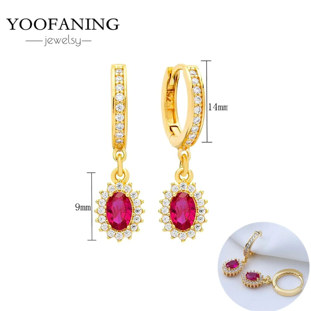925 Sterling Silver Ear Needle Fashion Exquisite Hoop Earrings  Classic Rose Red Series Earrings for Women Patty Jewelry Gift