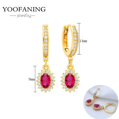 925 Sterling Silver Ear Needle Fashion Exquisite Hoop Earrings  Classic Rose Red Series Earrings for Women Patty Jewelry Gift