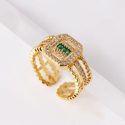 Fashion Green Cubic Zirconia 18K Gold Plated Emerald Crystal For Women Charm Bling Luxury CZ Zircon Jewelry New