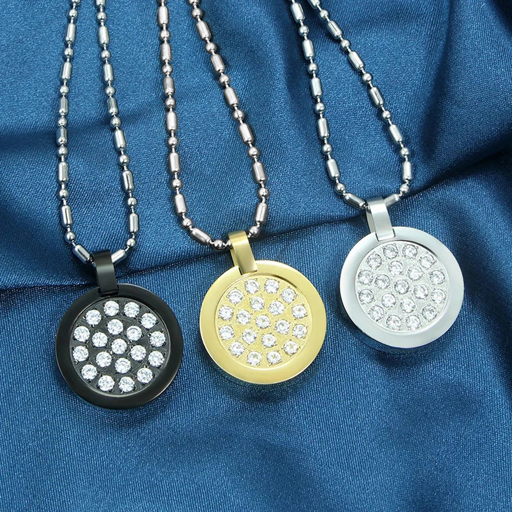 Fashion Necklace Natural Stone Pendants Stainless Steel Abalone Zircon Healing Balance Jewelry with Box Women Gift