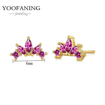 925 Sterling Silver Ear Needle Fashion Exquisite Hoop Earrings  Classic Rose Red Series Earrings for Women Patty Jewelry Gift