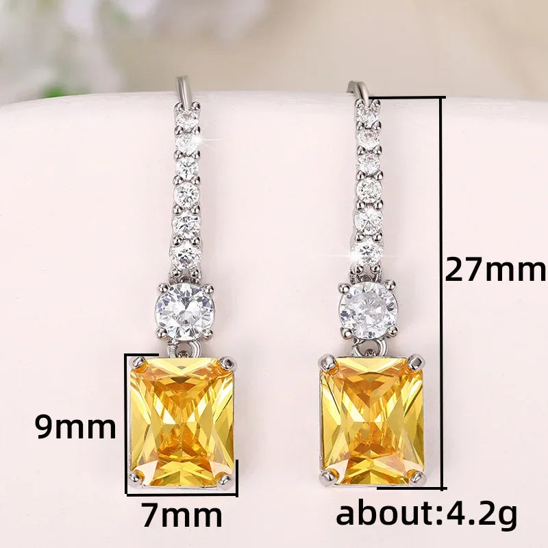 2025 New Colorful Crystal Zircon Bridal Earrings, European and American Personalized Fashion Trend, High End Jewelry