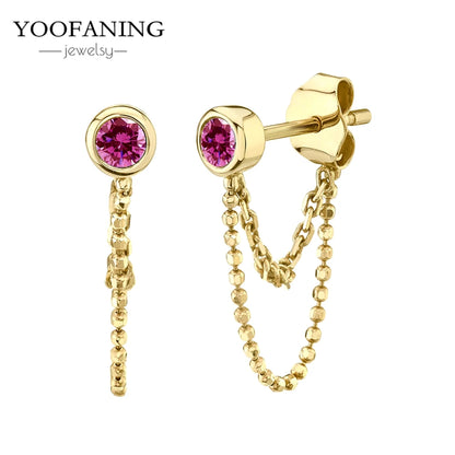 925 Sterling Silver Ear Needle Fashion Exquisite Hoop Earrings  Classic Rose Red Series Earrings for Women Patty Jewelry Gift