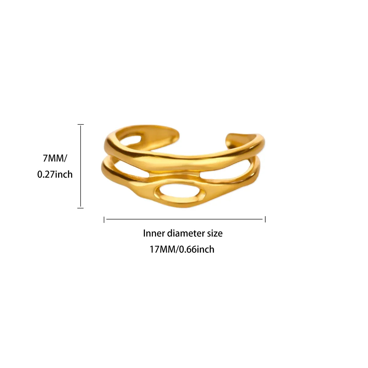 Stainless Steel Irregular Wave Rings For Women Creative Gold Color Adjustable Open Ring Female Jewelry Punk Rapper Anillos Gifts