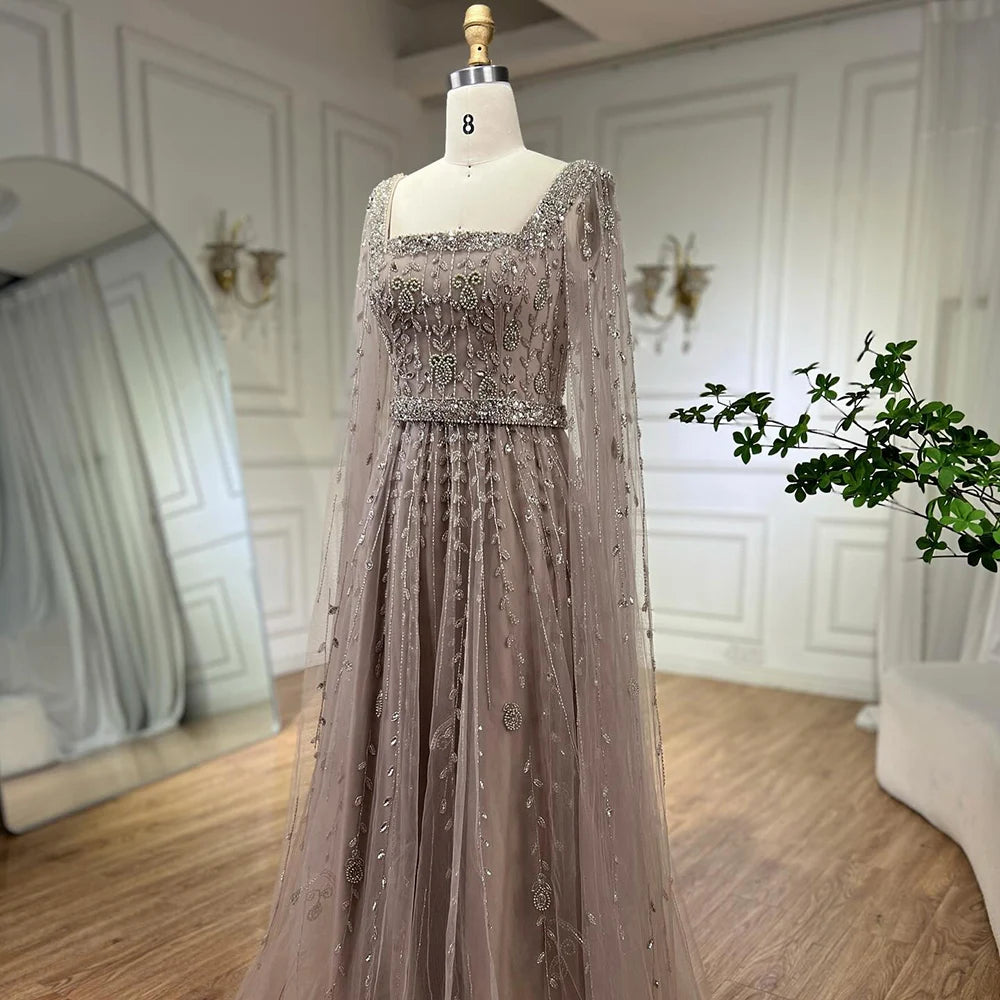 Serene Hill 2025 Customized Pink Elegant Mermaid Luxury Pearls Beaded Arabic Evening Dress Gown for Formal Occasion LA71803A