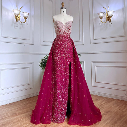 Serene Hill Blue Mermaid High Split With Skirt Sweetheart Strapless Beaded Party Dresses  Women Evening 2025 LA71796 Customized