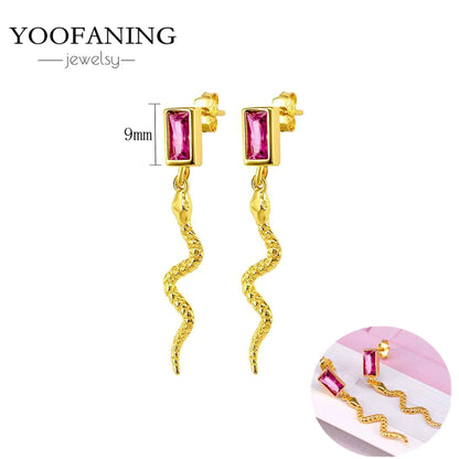925 Sterling Silver Ear Needle Fashion Exquisite Hoop Earrings  Classic Rose Red Series Earrings for Women Patty Jewelry Gift
