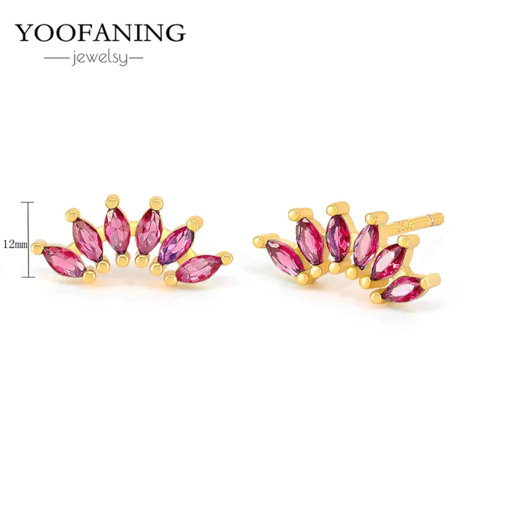 925 Sterling Silver Ear Needle Fashion Exquisite Hoop Earrings  Classic Rose Red Series Earrings for Women Patty Jewelry Gift