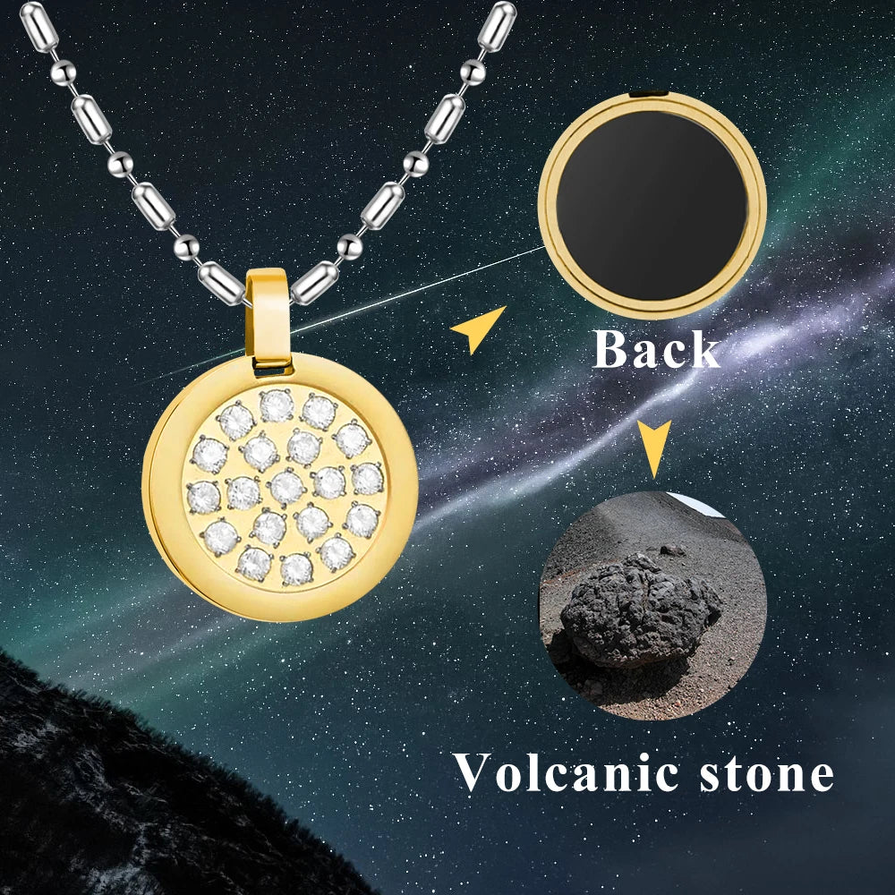 Fashion Necklace Natural Stone Pendants Stainless Steel Abalone Zircon Healing Balance Jewelry with Box Women Gift
