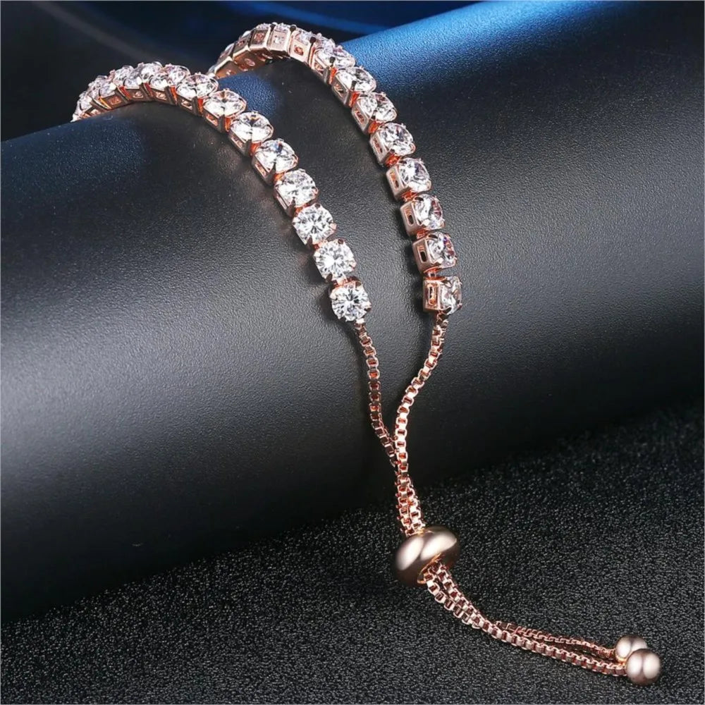 Adjustable Colorful Birthstone Tennis Bracelets for Women 4MM Crystal Bangle Girls Hand Chain Trend Jewelry Accessories H133