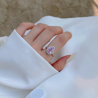 EUREKA 925 Sterling Silver Crushed Ice Cut Lab Pink Sapphire Gemstone Ring For Women Wedding Engagement Jewelry