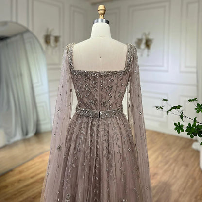 Serene Hill 2025 Customized Pink Elegant Mermaid Luxury Pearls Beaded Arabic Evening Dress Gown for Formal Occasion LA71803A