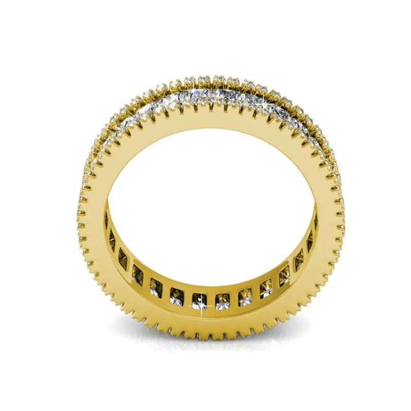 Daisini Band Ring Embellished with Premium Swarovski Crystals for Women Quality Brass with 18K White Gold Plated Fashion Jewelry