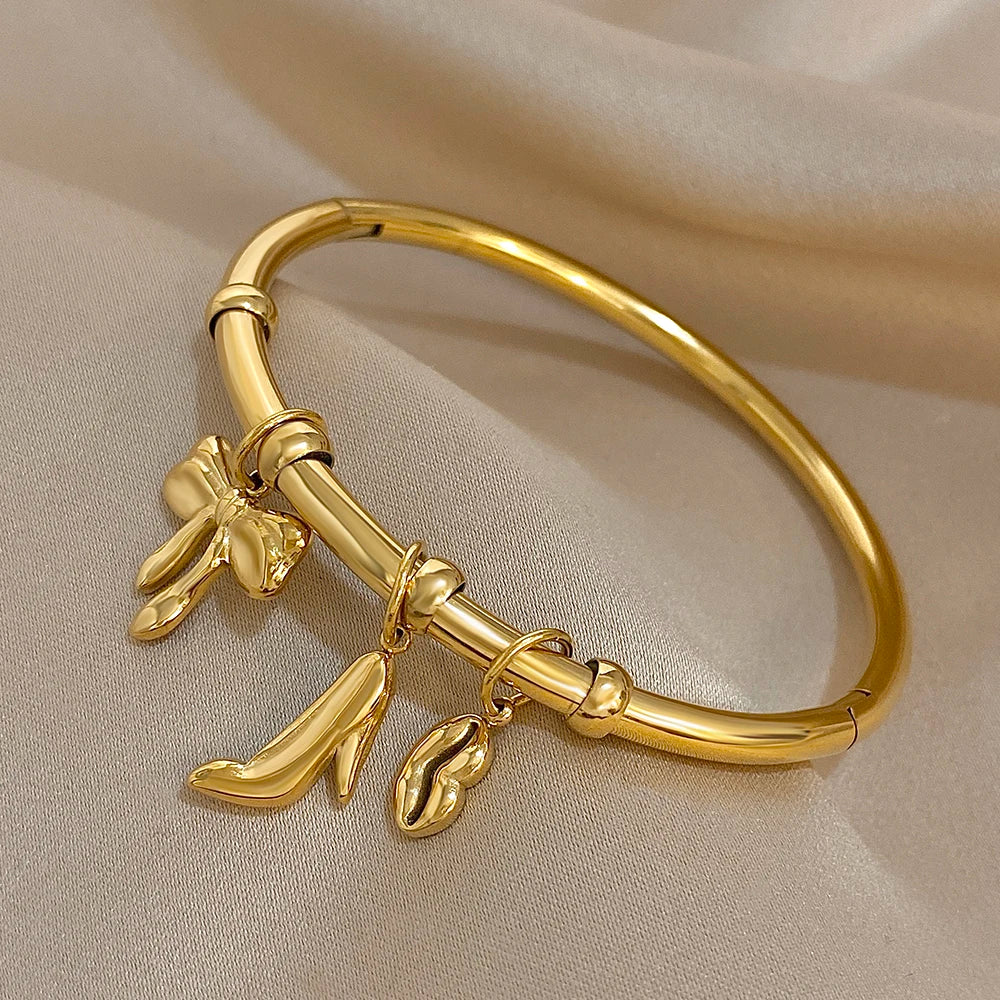 Greatera Gold Color Conch Shell Charm Stainless Steel Adjustable Bracelets Bangles for Women Ocean Animal Bracelet Beach Jewelry