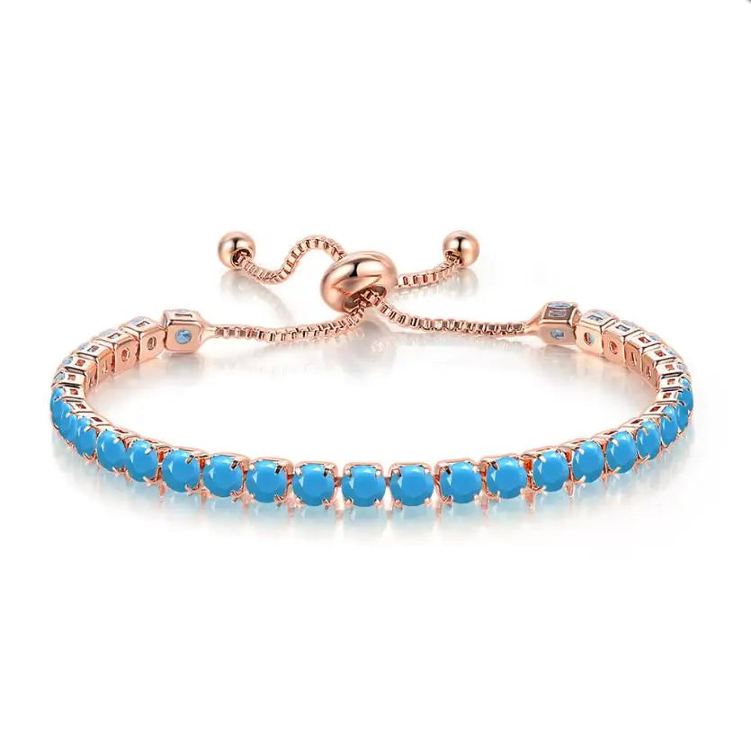 Adjustable Colorful Birthstone Tennis Bracelets for Women 4MM Crystal Bangle Girls Hand Chain Trend Jewelry Accessories H133