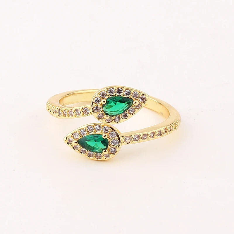 Fashion Green Cubic Zirconia 18K Gold Plated Emerald Crystal For Women Charm Bling Luxury CZ Zircon Jewelry New