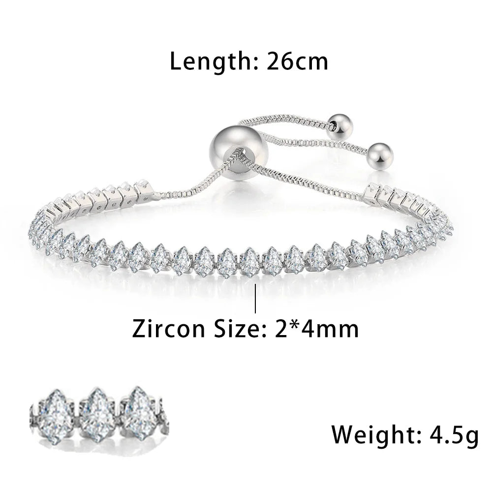 Fashionable Zircon Tennis Bracelets for Women Dazzling Various Shape Crystal Chain on Hand Trend Sexy Party Accessories Jewelry