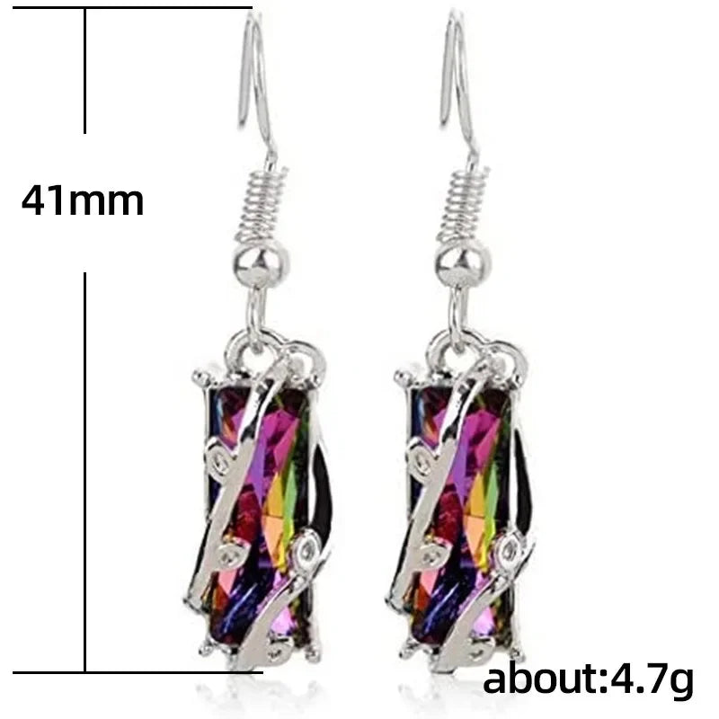 2025 New Colorful Crystal Zircon Bridal Earrings, European and American Personalized Fashion Trend, High End Jewelry