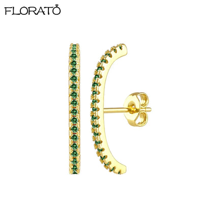 925 Sterling Silver Needle Luxury Green Zircon Pendant Earrings Trend Gold Color Small Hoop Earrings for Women Fashion Jewelry