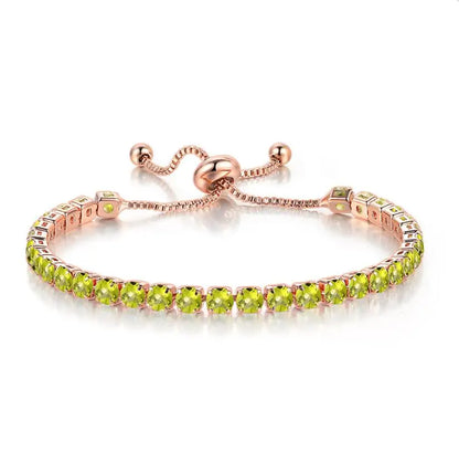 Adjustable Colorful Birthstone Tennis Bracelets for Women 4MM Crystal Bangle Girls Hand Chain Trend Jewelry Accessories H133