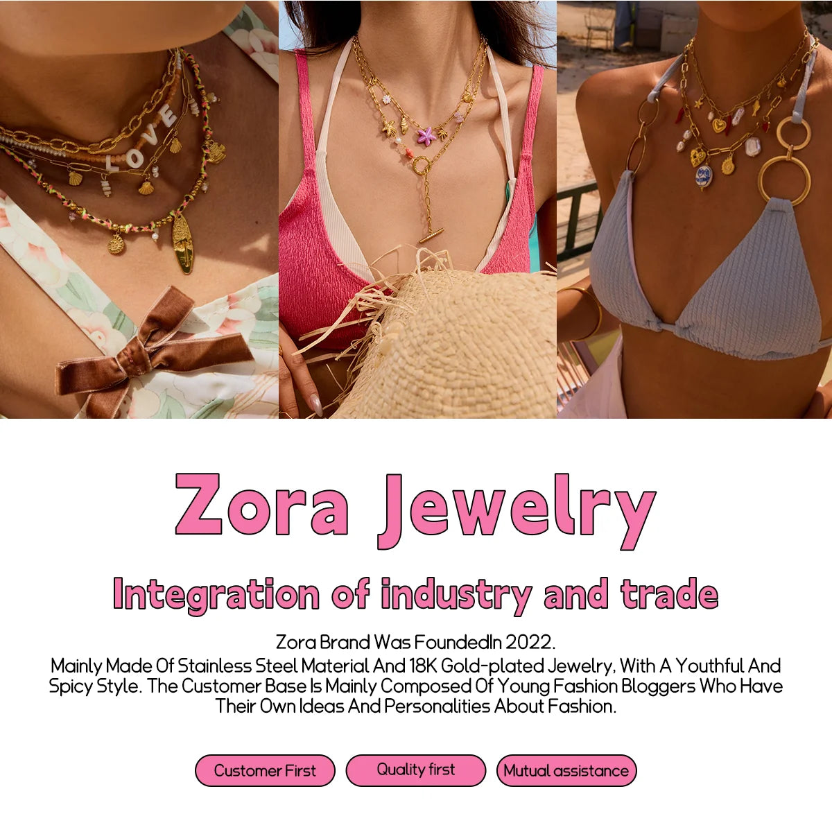Zora Women's Vacation Style Colorful Natural Stone Crystal Finger Bracelet 18K Gold Plated Stainless Steel Fine Jewelry