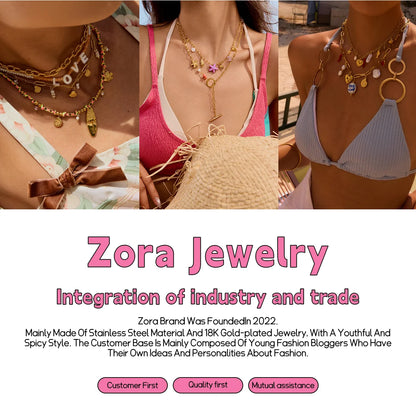Zora Women's Vacation Style Colorful Natural Stone Crystal Finger Bracelet 18K Gold Plated Stainless Steel Fine Jewelry