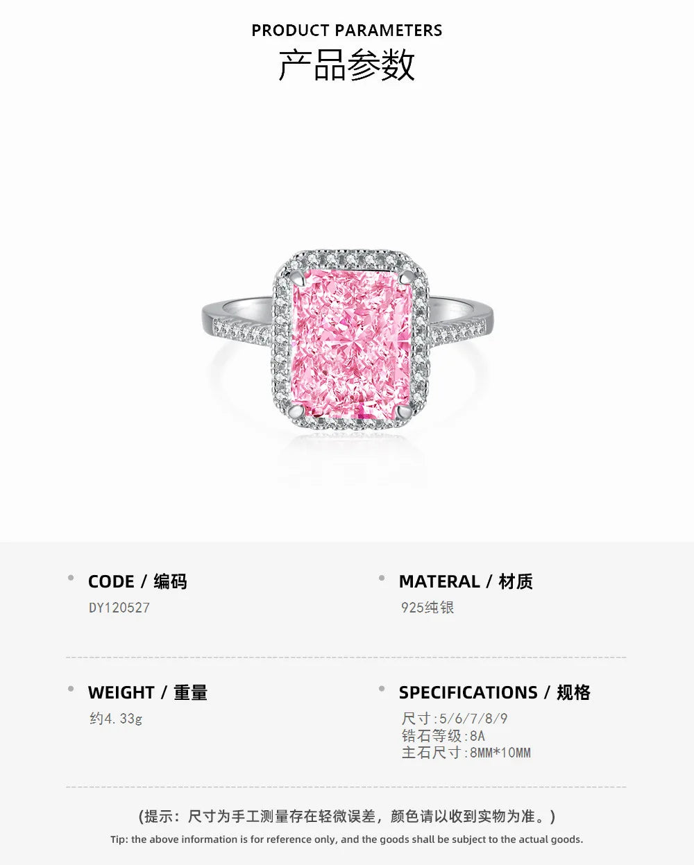 EUREKA 925 Sterling Silver Crushed Ice Cut Lab Pink Sapphire Gemstone Ring For Women Wedding Engagement Jewelry