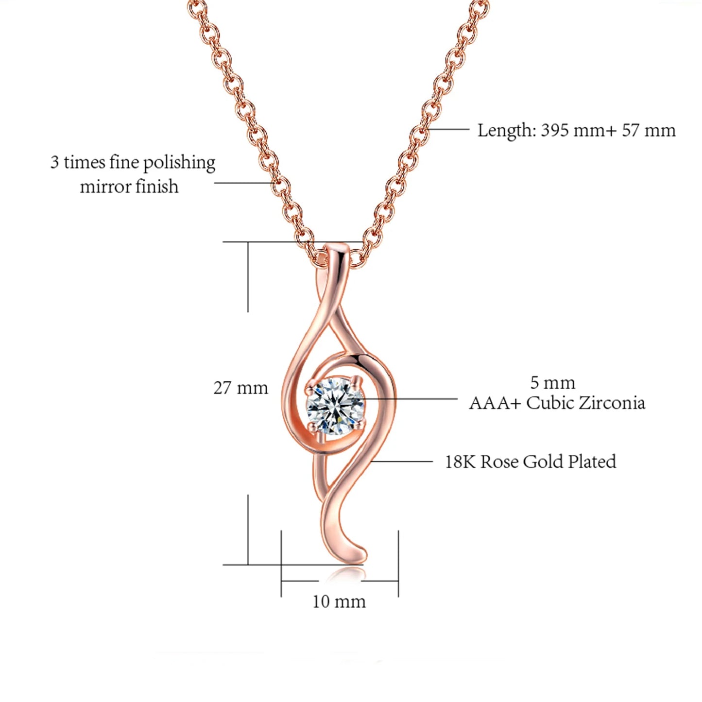 Minimalist Simple Crystal Pendants Necklaces For Women Charms Zirconia Necklace Rose Gold Color Fashionable Neck Jewelry Gifts