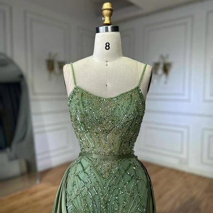 Sage Green Beaded Evening Dresses Gowns with Detachable Overskirt for Party LA72733A 2025 Customized Serene Hill