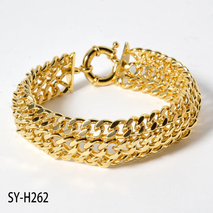 New 18MM wide copper chain bracelet unisex 18K gold plated wristband Miami Sidewalk bracelet Punk Hip Hop Jewelry party gift