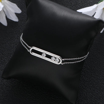 New Smooth Bead Move Charm Bracelet Design Geometric Full Microl Zirconia Wedding Engagement Women Bangle Fashion Jewelry B097
