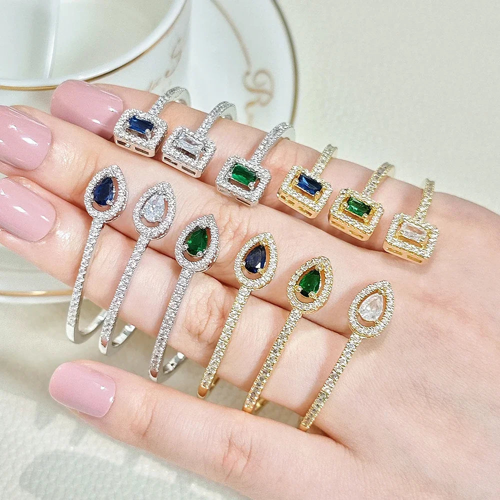 2025 Trendy Snake Punk Pear Shape Silver Color on Hand Adjustable Open Bangle for Women Anniversary Gift Jewelry Wholesale S5214