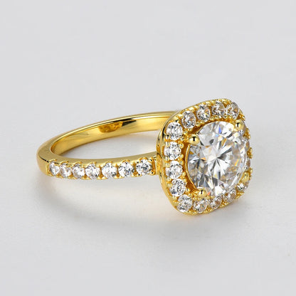 RAPRGOLD 2CT D Color Moissanite Ring s925 Sterling Silver Brilliant Diamond Halo Engagement Rings for Women Fine Jewelry Gifts