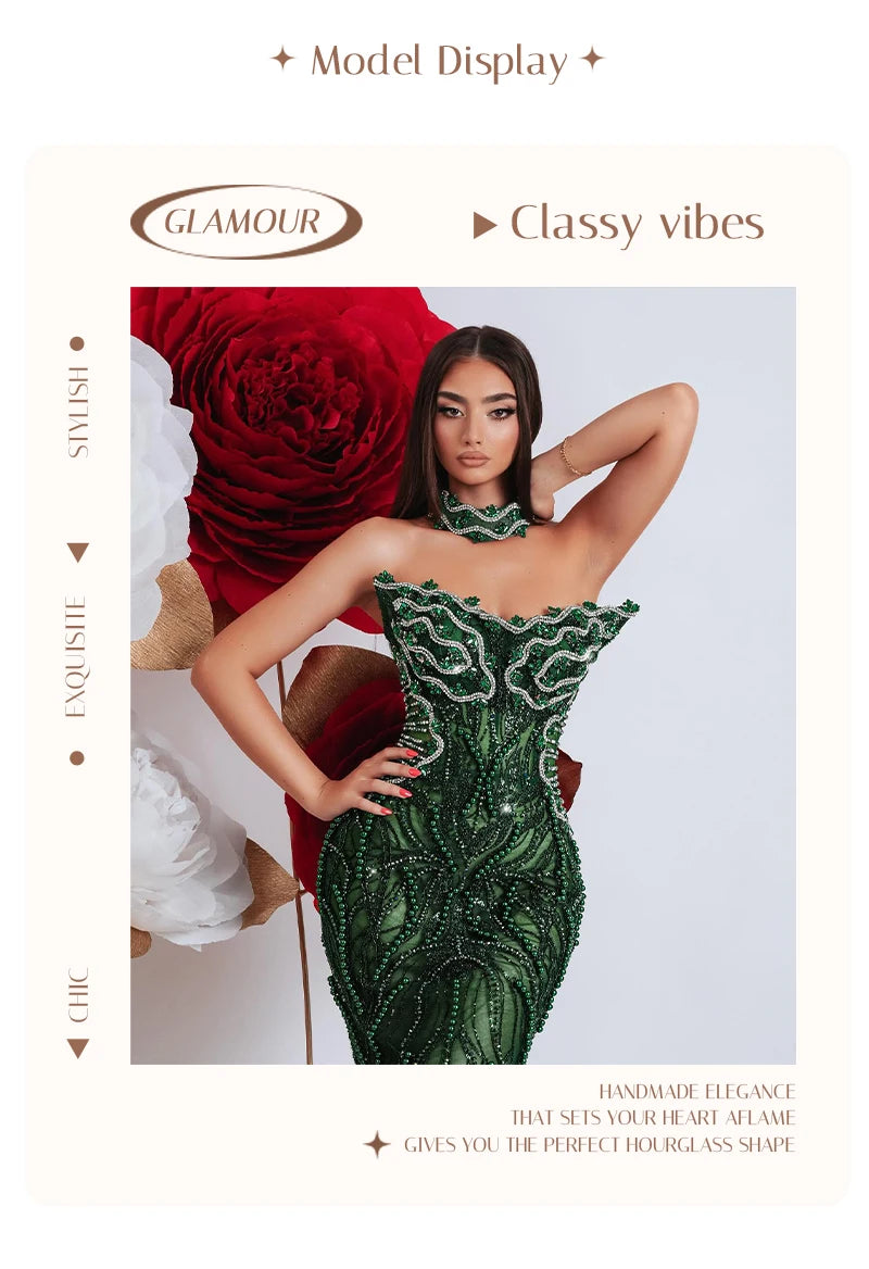 VC Enchanting Sleeveless Beaded Strapless Dress for Special Occasions Party Evening Gown