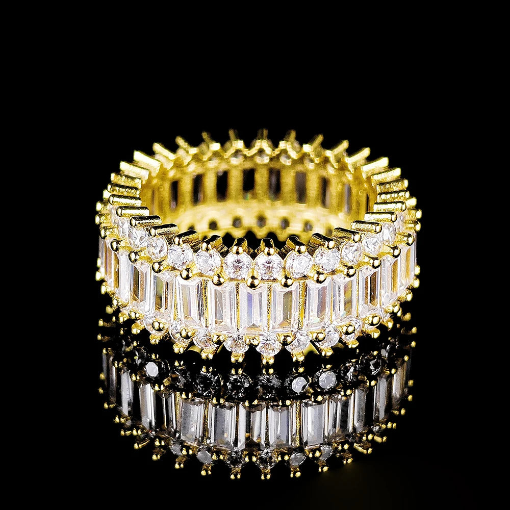 Luxury Designer Trendy Gold Color Eternity Band Gold Plated Ring for Women Free Items Gift Jewelry Wholesale Moonso Z84