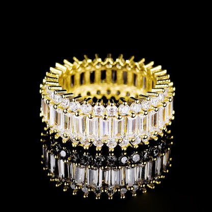 Luxury Designer Trendy Gold Color Eternity Band Gold Plated Ring for Women Free Items Gift Jewelry Wholesale Moonso Z84