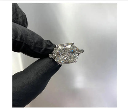 Ice white Zircon Open ring Female Princess square fashion ring jewelry
